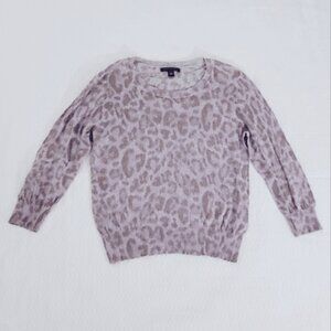 Banana Republic Petite- Cool Lavender Grey Cheetah Print Pullover Sweater- L